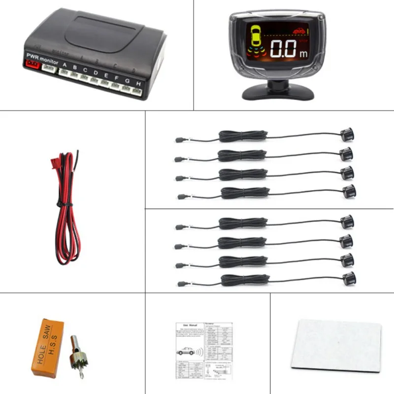 Автомобильный Подсветка Дисплей светодиодный парковка Сенсор 8 Обратный Датчик s