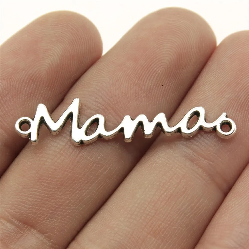 

40pcs Charm Mama Connector Word Mama Connector Charms For Jewelry Making Antique Silver Color Mama Connector Charms 8x37mm