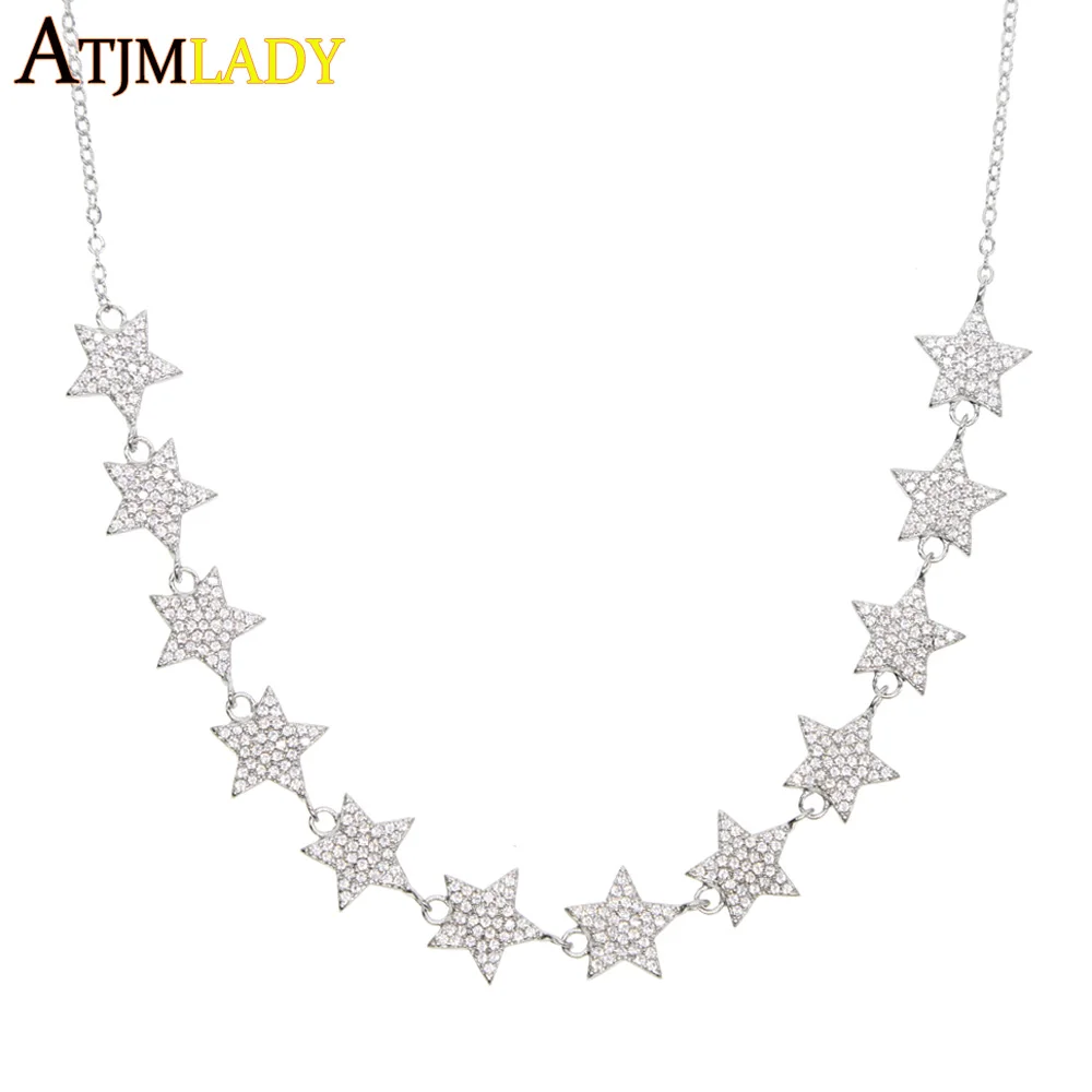 2021 позолоченное ожерелье с кулоном в виде звезды оптом из кубического циркония