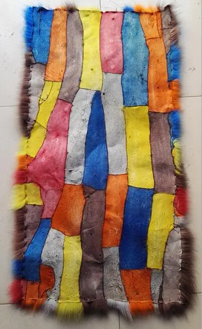 Цветная окрашенная квадратная пластина из натурального Лисьего меха/vivacious Delux