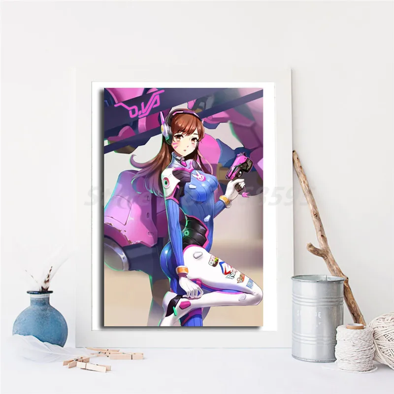 D.Va HD Overwatchs обои настенные художественные холст постер и печать Картина