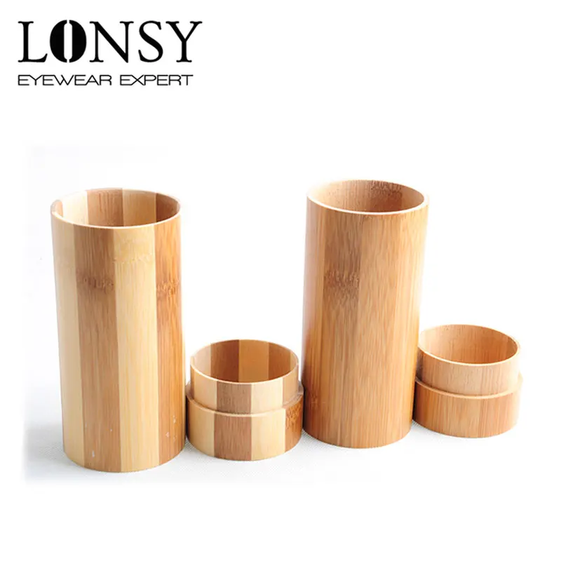 LONSY модные круглые бамбуковые очки ручной работы 100/% футляр для очков из бамбука