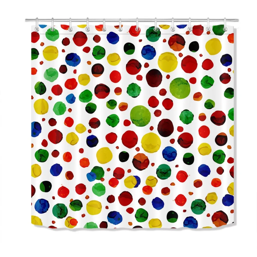 LB акварель граффити круг занавески для душа белый ванная комната