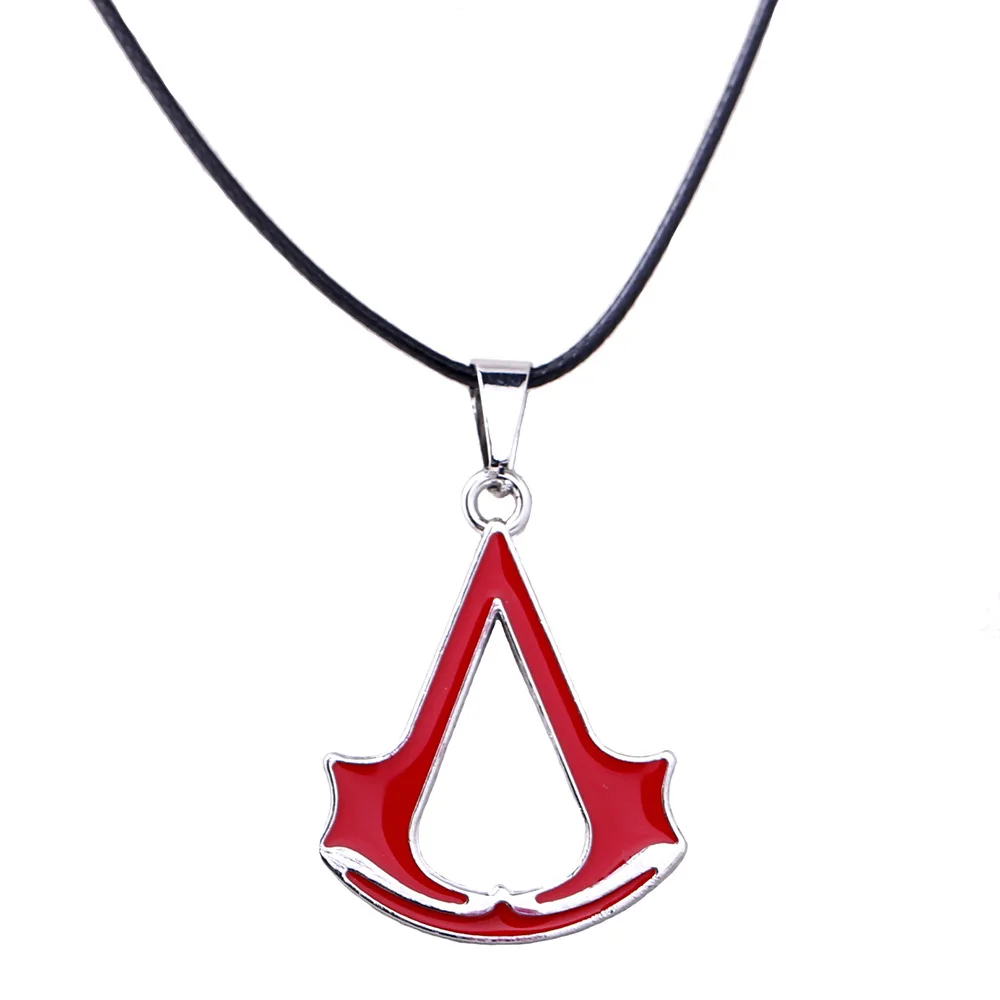 Assassins веревка для Ожерелья Цепочка лезвие кулон ожерелье красный синий кожаный