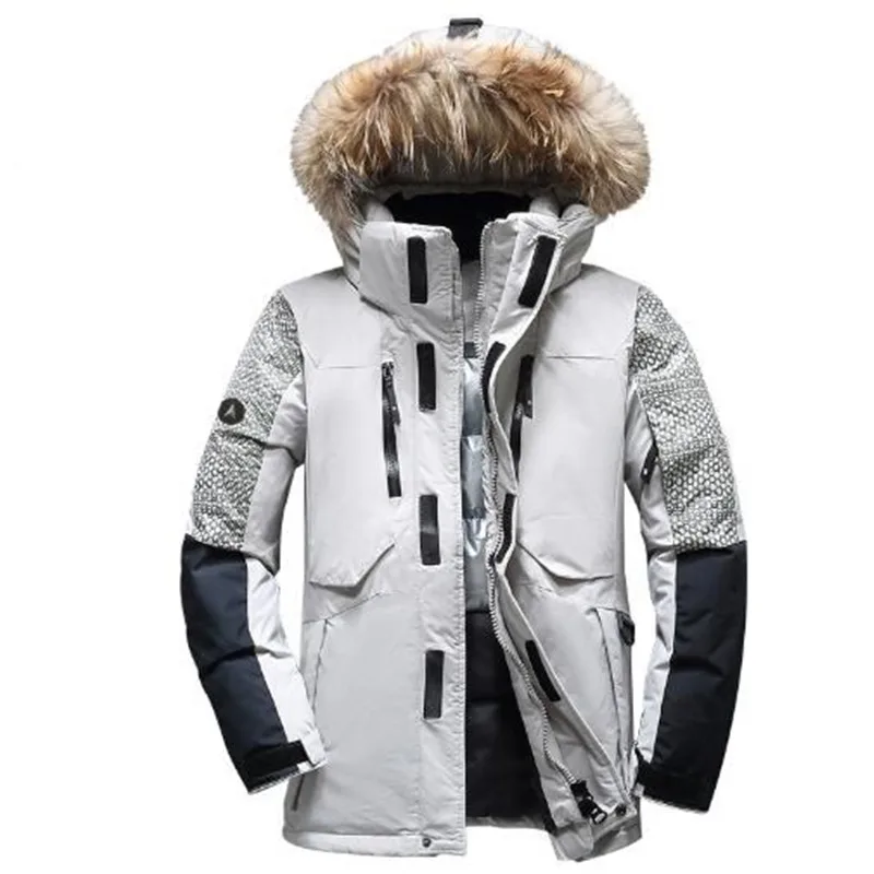 

Мужская зимняя куртка 2019, толстая теплая куртка на белом утином пуху, Высококачественная брендовая одежда, повседневная мужская парка ...