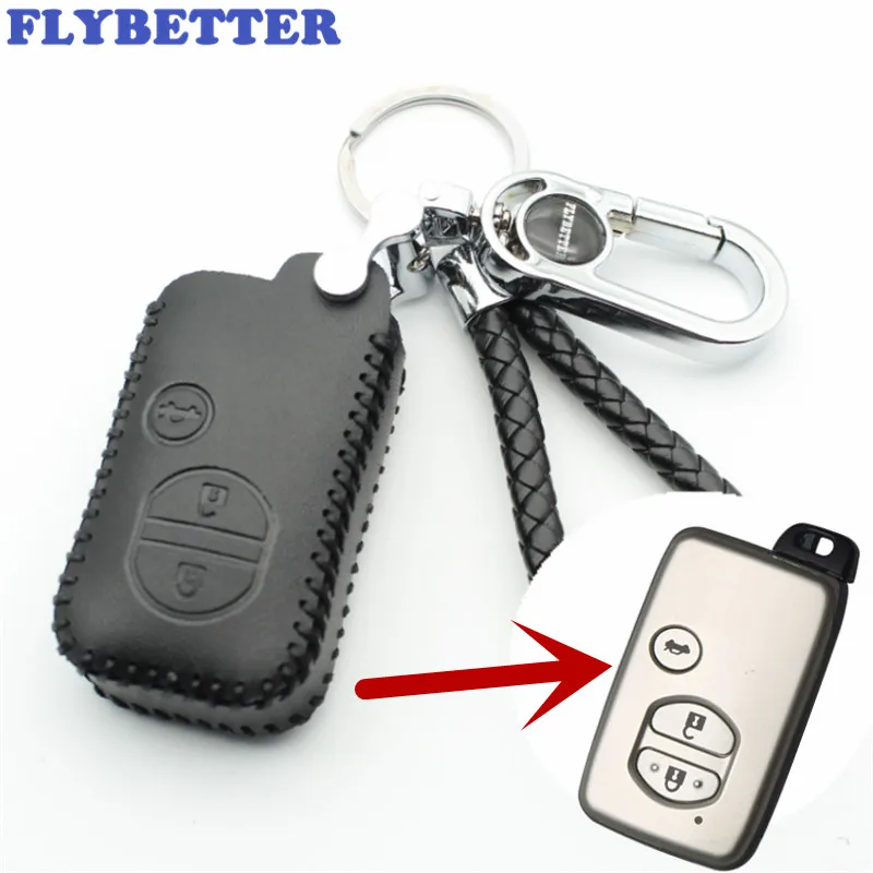 FLYBETTER натуральная кожа 3 кнопки смарт-пульт дистанционного ключа чехол для Toyota Prado/Crown/Camry/eiz стайлинга автомобилей(B) L2034