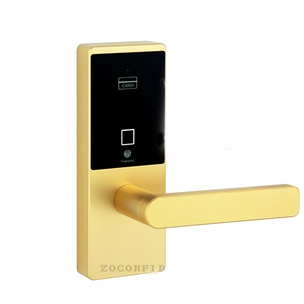 

DIY сухая батарея умная карта RFID & отпечатков пальцев Дверной замок биометрический с хорошим качеством золотой серебряный цвет (с ключом)