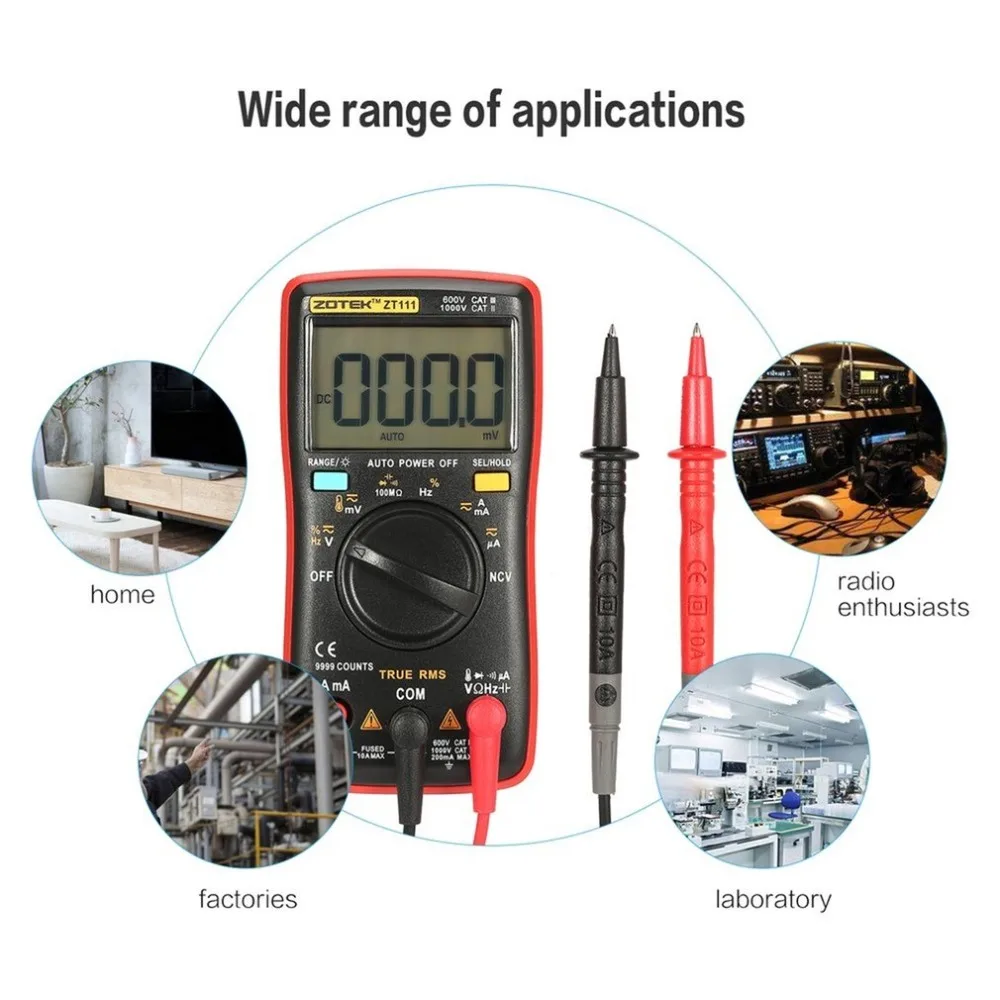 Digital Multimeter ZT111 Multimetro Transistor Tester Mastech uni esr t AC/DC Voltag RMS Clamp Meter Multimetre 111 | Инструменты