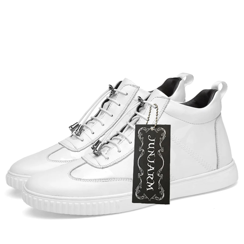 JUNJARM/мужские ботильоны из 100% натуральной кожи зимние мужские ботинки с высоким