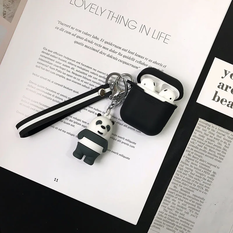 XiongMao Милый силиконовый чехол, наушники для Apple Airpods i12 TWS Air Pods 1 2 3, Bluetooth, чехол для наушников, мультяшная панда, коробка с брелком - Цвет: XiongMao