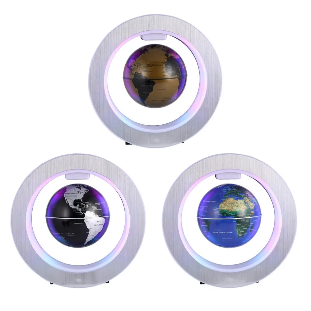 Novelty LED Floating Tellurion Round Magnetic Levitation Globe World Map with Led Light Us Plug Home Office Decor 3 Colors | Лампы и