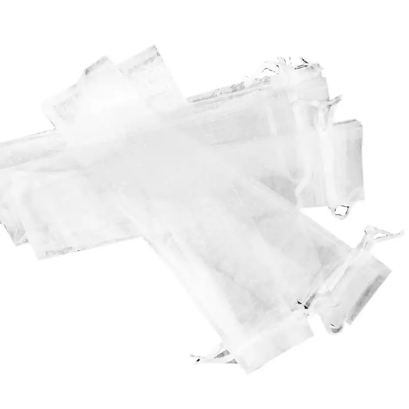 50 шт. сувенирные пакеты Белая Сумка из органзы на шнурке складной Ручной Веер