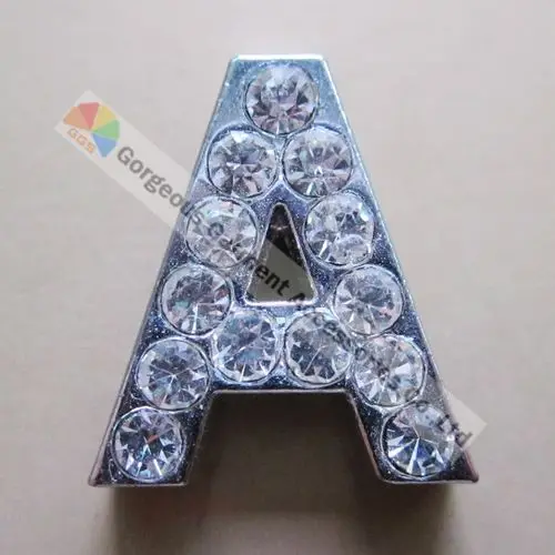 26 шт. 18 мм Стразы Слайд буквы хрустальные ПЭТ ошейник слайд Алфавит золото или