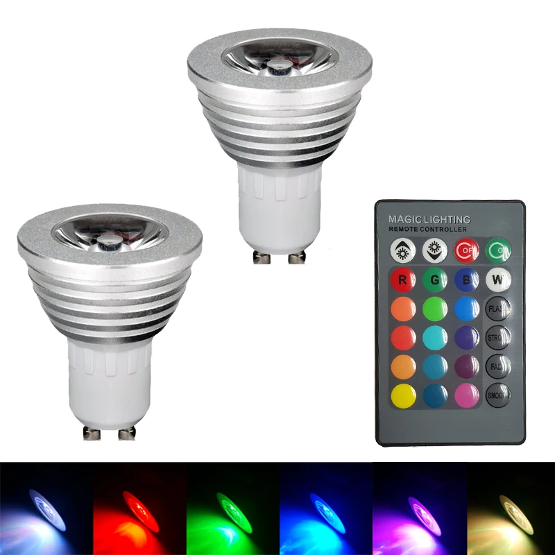 Лампа GU10 RGB/светодиодная лампочка 110 В 220 16 цветов|gu10 rgb led|gu10 rgbled bulb |