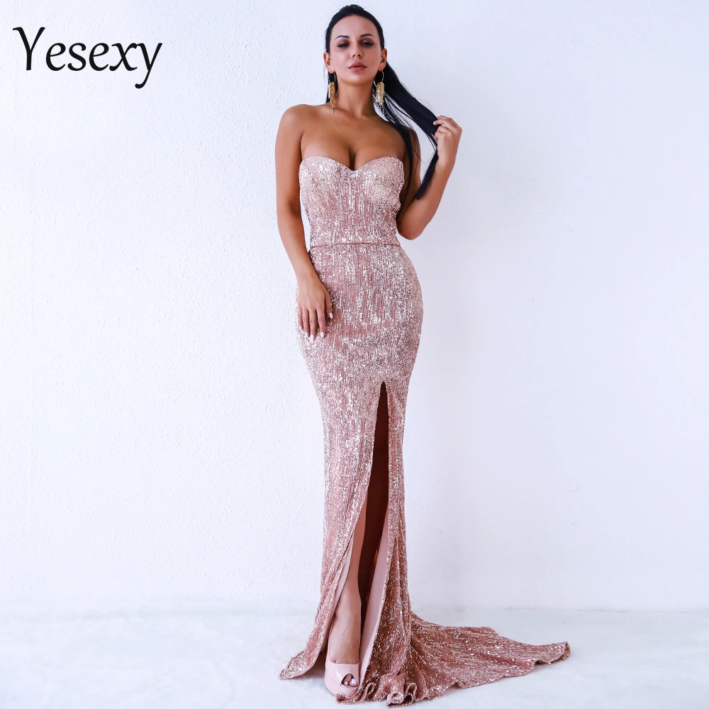 Сексуальный бюстгальтер Yesexy 2021 с открытыми плечами платья высоким разрезом