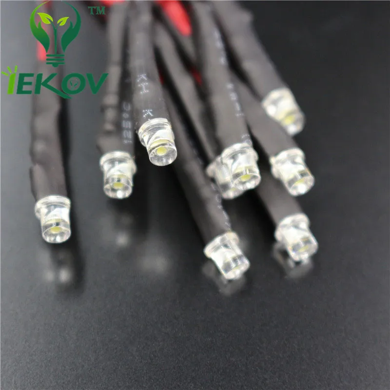 100 шт. LED 3 мм диод плоский верх розовый Предварительно проводной резистор 9-12 В DC