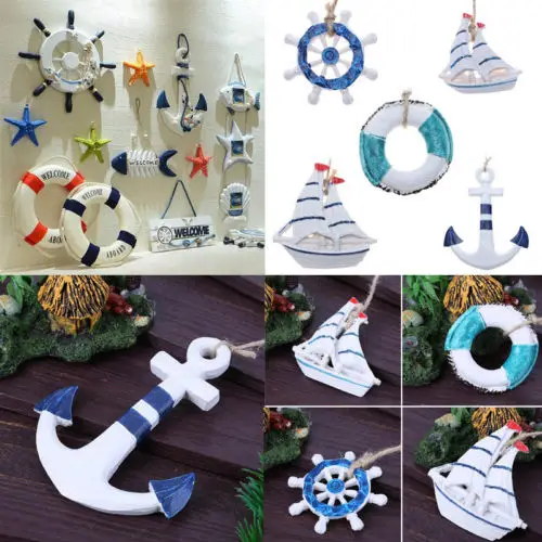 

5Pcs Decorative Anchor Shape Wooden Hanging Wall Hanging Ornament Nautical Decor