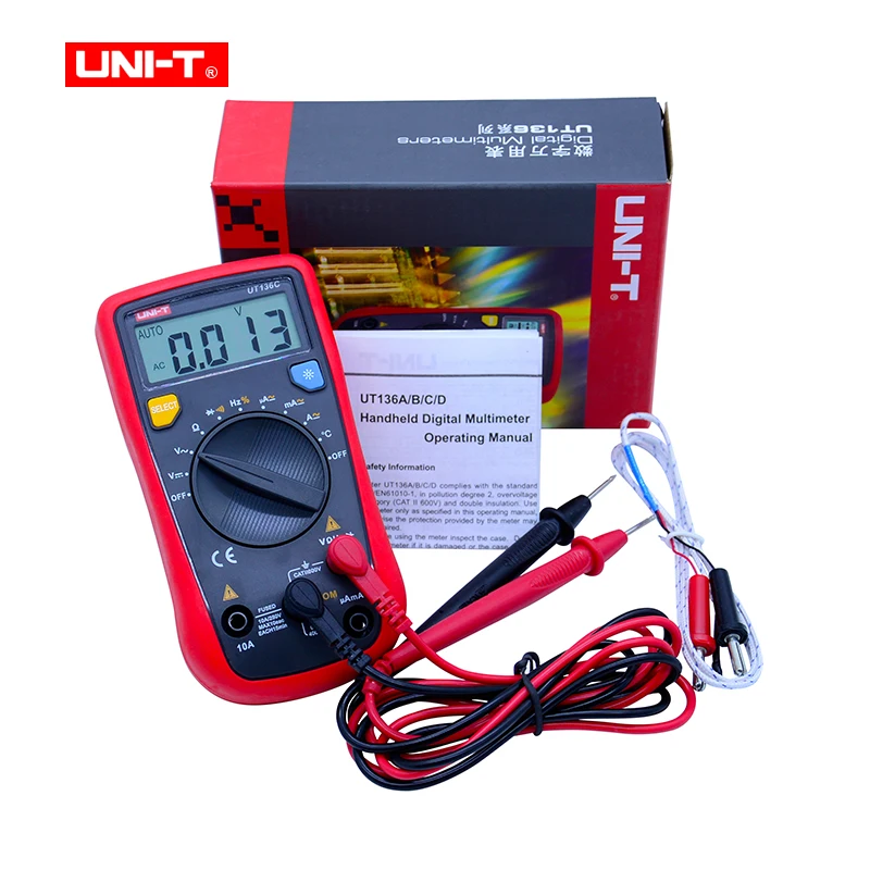 UT136C UNI-T UT136A/B/C/D Мини цифровой мультиметр AC/DC Вольтметр Амперметр Мульти Тестеры Автоматическое отключение питания с диодом ручной мультиметр - Цвет: UT136C