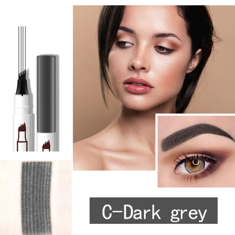 Dark grey 4 вилки наконечник тонкий эскиз усилитель бровей Татуировка Ручка водонепроницаемый микроблейдинг краска для татуажа гель для бровей из хны макияж инструменты - Цвет: Dark grey