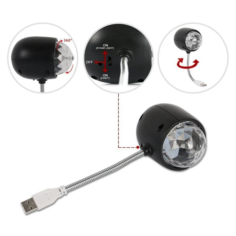 2 в 1 Mini USB светодиодный свет этапа 4 Вт Этап лампы RGB Кристалл Волшебный шар Диско