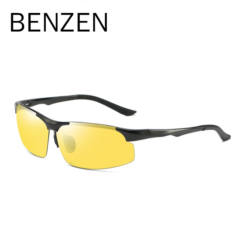 BLACK YELLOW BENZEN, солнцезащитные очки, мужские, классические, поляризационные, солнцезащитные очки для мужчин, с защитой от ультрафиолета, очки для вождения, спортивные, очки, черные, 9323 - Цвет линз: BLACK YELLOW