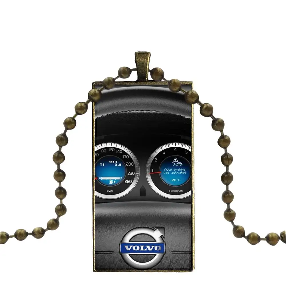 For Women Kids Gift Fashion Glass Cabochon Pendant Rectangle Necklace Choker Jewelry Hot Volvo Car Auto Grill | Украшения и