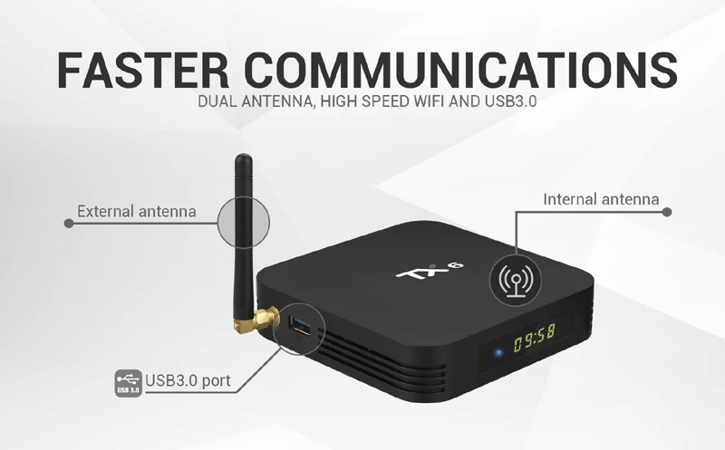 TX6 Android 9,0 ТВ-приемник с WiFi антенна 4G 32G Allwinner H6 4 ядра Smart мини ПК 4 к потоковый медиа-плеер, 2 Гб оперативной памяти, 16 Гб встроенной памяти, Декодер каналов кабельного телевидения