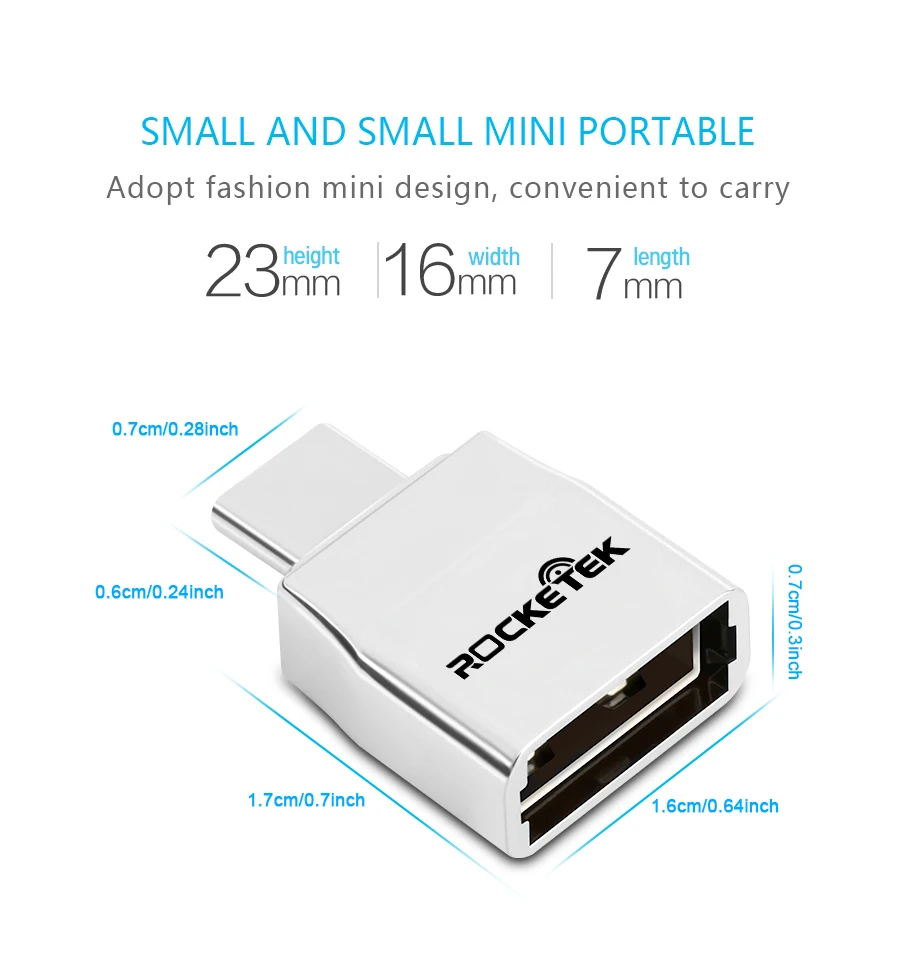 Rocketek Высокое качество USB 2,0 для type c OTG адаптер алюминиевый телефон тип-c аксессуары разъем для Xiaomi Oneplus LG Nexus 5X6 P