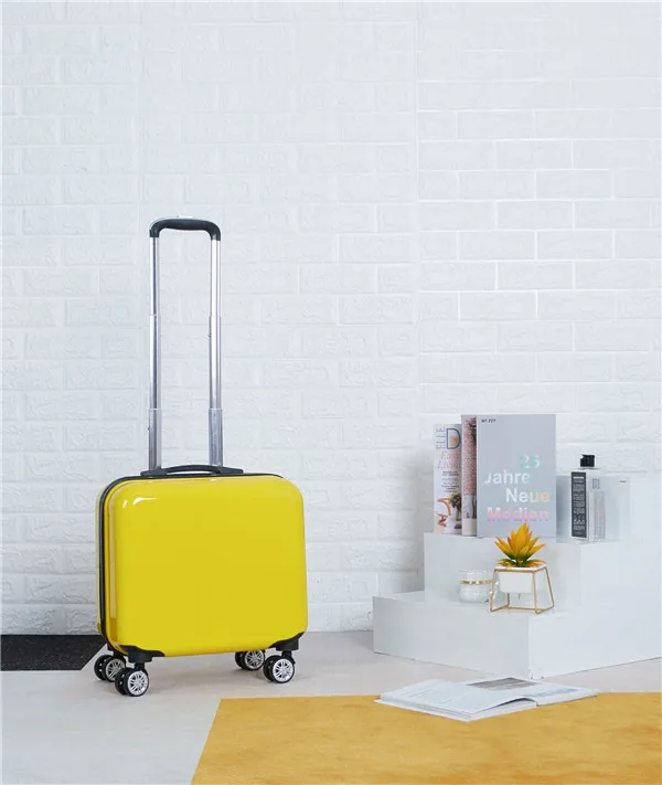 Yellow ZYJ настраиваемый багаж на колесиках для девочек и мальчиков, милый детский чемодан на колесиках из сплава, чемодан на колесиках, 18 дюймов, чемодан - Цвет: Yellow