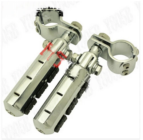 Universal Chrome Front Left &amp Right Footrest Foot Pegs For Suzuki Kawasaki Honda Yamaha Sport Motorcycle 30mm-35mm Crash Bar |
