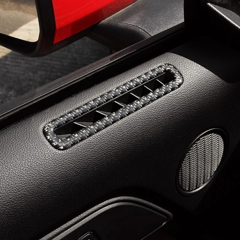

2pcs Car Carbon Fiber Door Air Condition Air Outlet Vent Cover Sticker Trim For Ford Mustang 2015 2016 2017