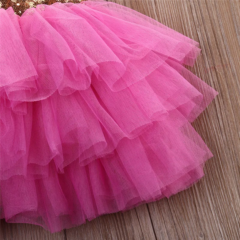 Sequins Toddler Kids Girls Princess Ruffles Formal Pageant Layered Purple Tulle Party Bowknot Dress Dresses 2-7T | Детская одежда и