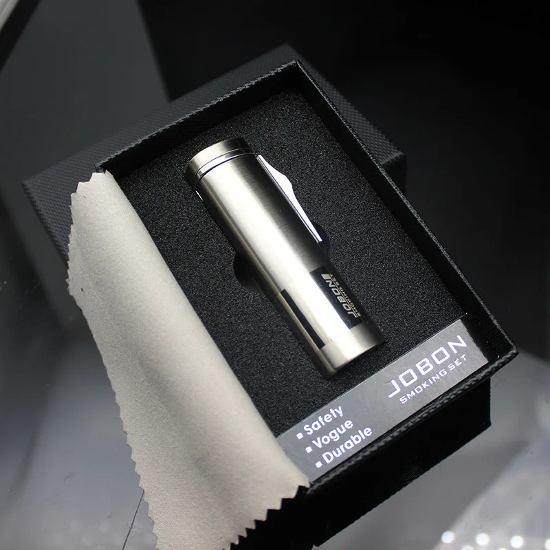 

High Quality Cylinder Column Metal Texture 3 Nozzles Welding Torch Lighter Butane Gas Cigar Cigarette Lighter Gift Package