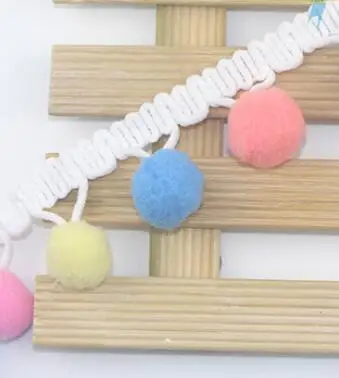 Lace Fabric Sewing Accessories Pompom Trim Pom Pom Decoration Tassel Ball Fringe Ribbon DIY Craft Accessories Material Apparel - Color: 4
