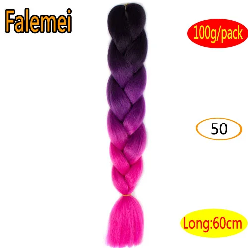 FALEMEI Омбре плетение волос для вязания крючком Твист коса 24inch100/шт высокая температура провода синтетические два тона афро джамбо коса волос - Цвет: #24