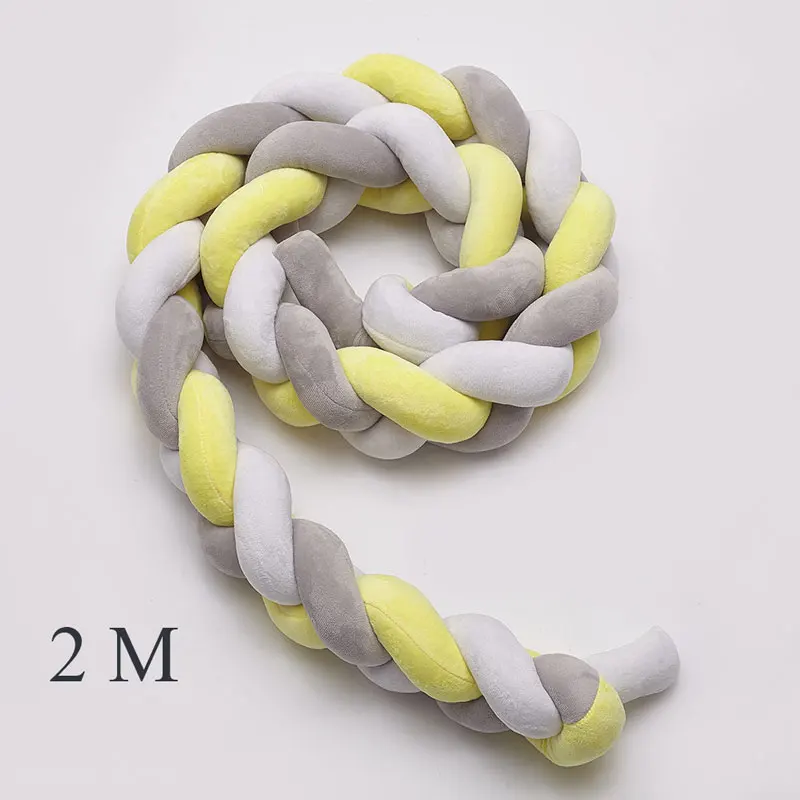 2M Grey white yellow М 2 м/3 м длина Nodic узел новорожденный детский бампер длинный завязанный 3 Мягкая тесьма Детские накладка на перила кроватки в кроватку Детская комната Декор - Цвет: 2M Grey white yellow