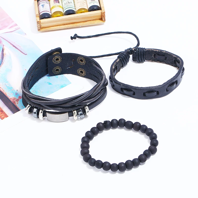 4 шт./компл. новый ретро костюм сделай сам браслет из воловьей кожи простой