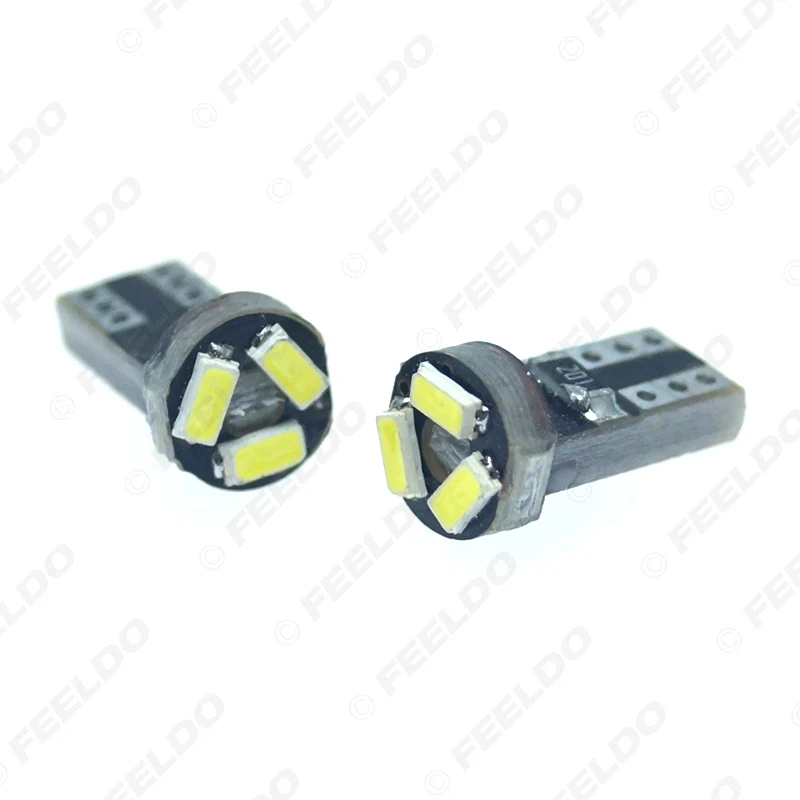 FEELDO 50 шт. белая Автомобильная T5 0 5 Вт 6000K 3SMD 1210/3528 CANBUS без ошибок светодиодный ная