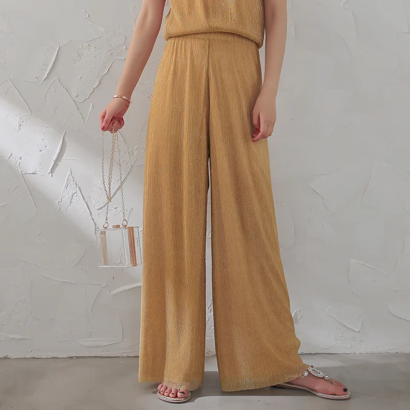 yellow pants Woherb повседневные шифоновые широкие брюки женские корейские брюки марлевые эластичные штаны с завышенной талией Modis повседневные штаны Mujer - Цвет: yellow pants