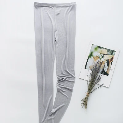 K039-grey Новинка, двусторонний вязаный шелк, чистый шелк, дышащие, эластичные леггинсы до щиколотки, брюки-карандаш LVFAN K039 - Цвет: K039-grey
