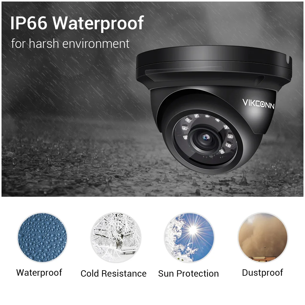 VIKCONN 8CH Sony IMX323 Dome Security Camera 1080P Full HD CCTV System 4PCS 2.0MP AHD Video Surveillance DVR Kit | Безопасность и