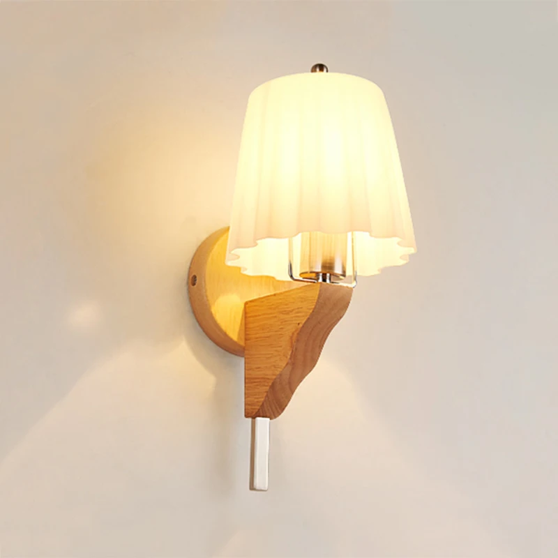 

Nordic Sconce Wall Lights Wood Led Wandlamp Glass Lamp luminaria Modern Loft decor Bedroom Hallway Lights Fixtures AC90-260V