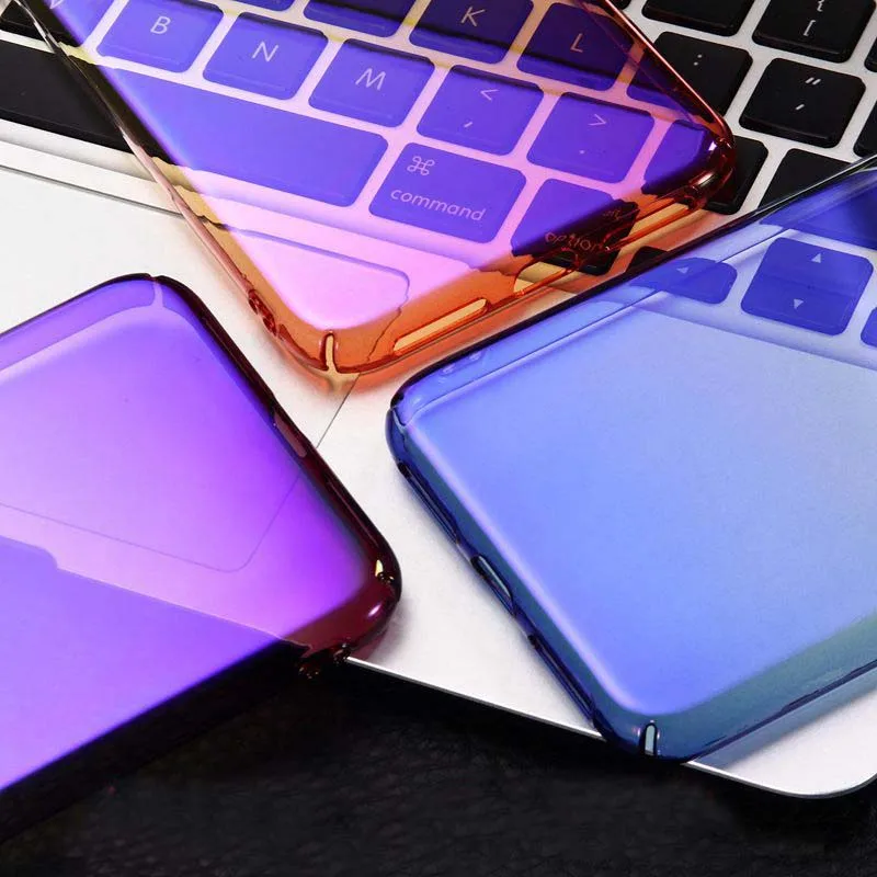 STROLLIFE New Two Color Gradient Case for iPhone X XS Max XR Fashion Cover IPhone 8 6s 7 Plus Hard Shell Blue Pink Glossy |