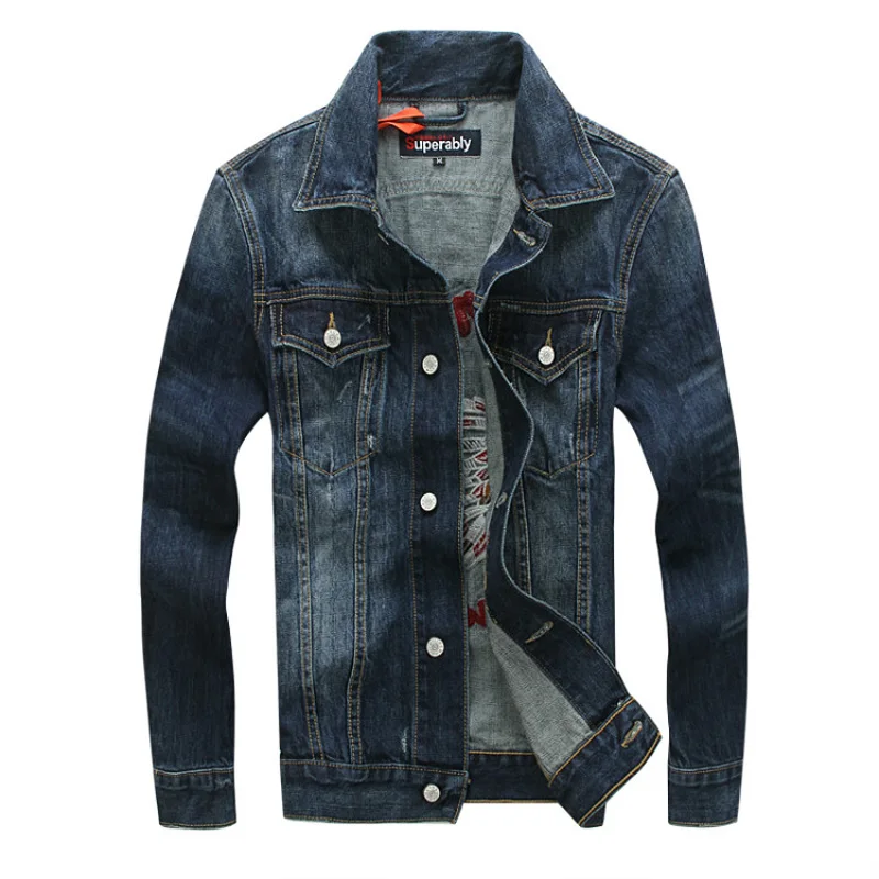 

Indian Totem Embroidery 2018 Fashion Men's Jackets High Quality 100% Cotton Denim Jackets Men Coat Brand Designer Bomber Jacket
