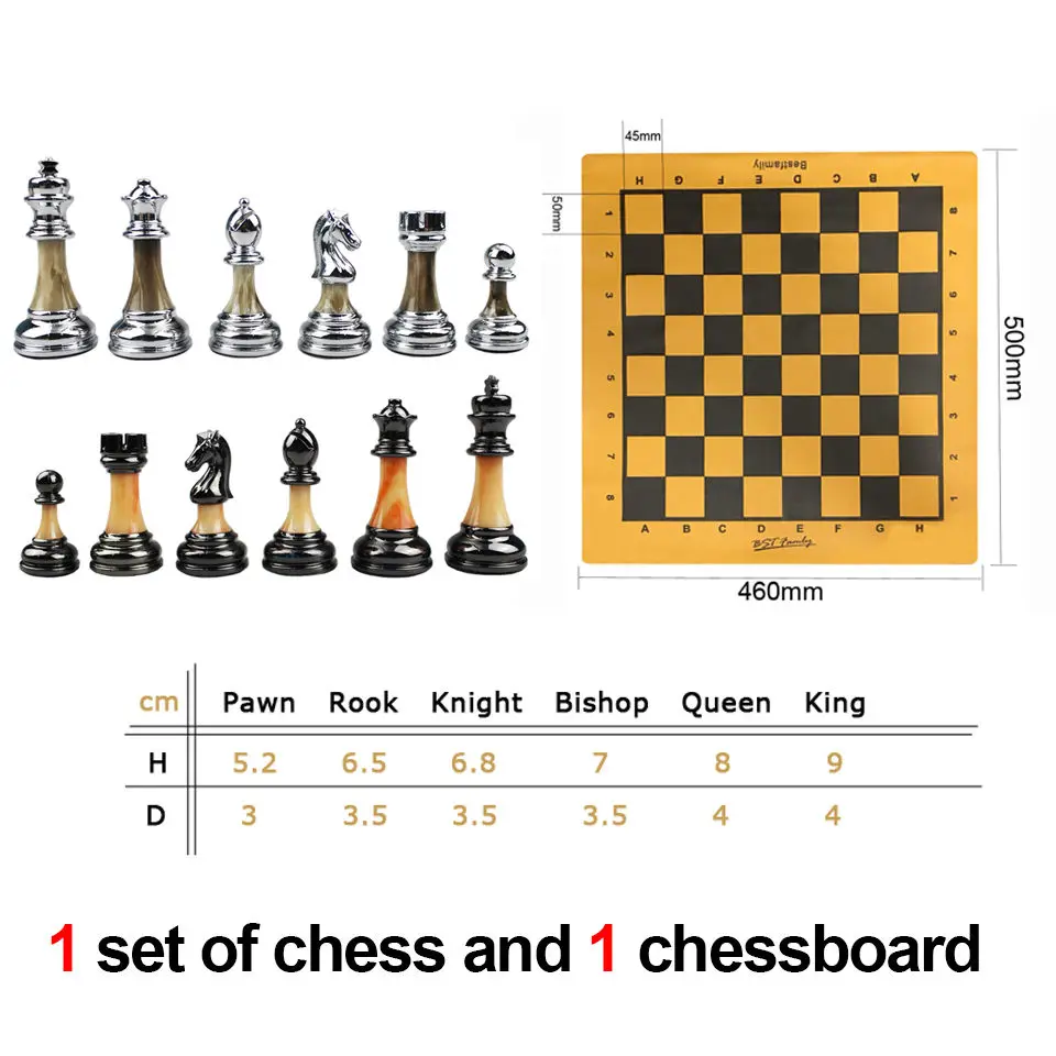 chess set and board Высокое качество шахматные фигуры Высота короля 90 мм АБС пластиковое покрытие процесс и металлическое отягчающее Chessman шахматная игра BSTFAMLY IA2 - Цвет: chess set and board