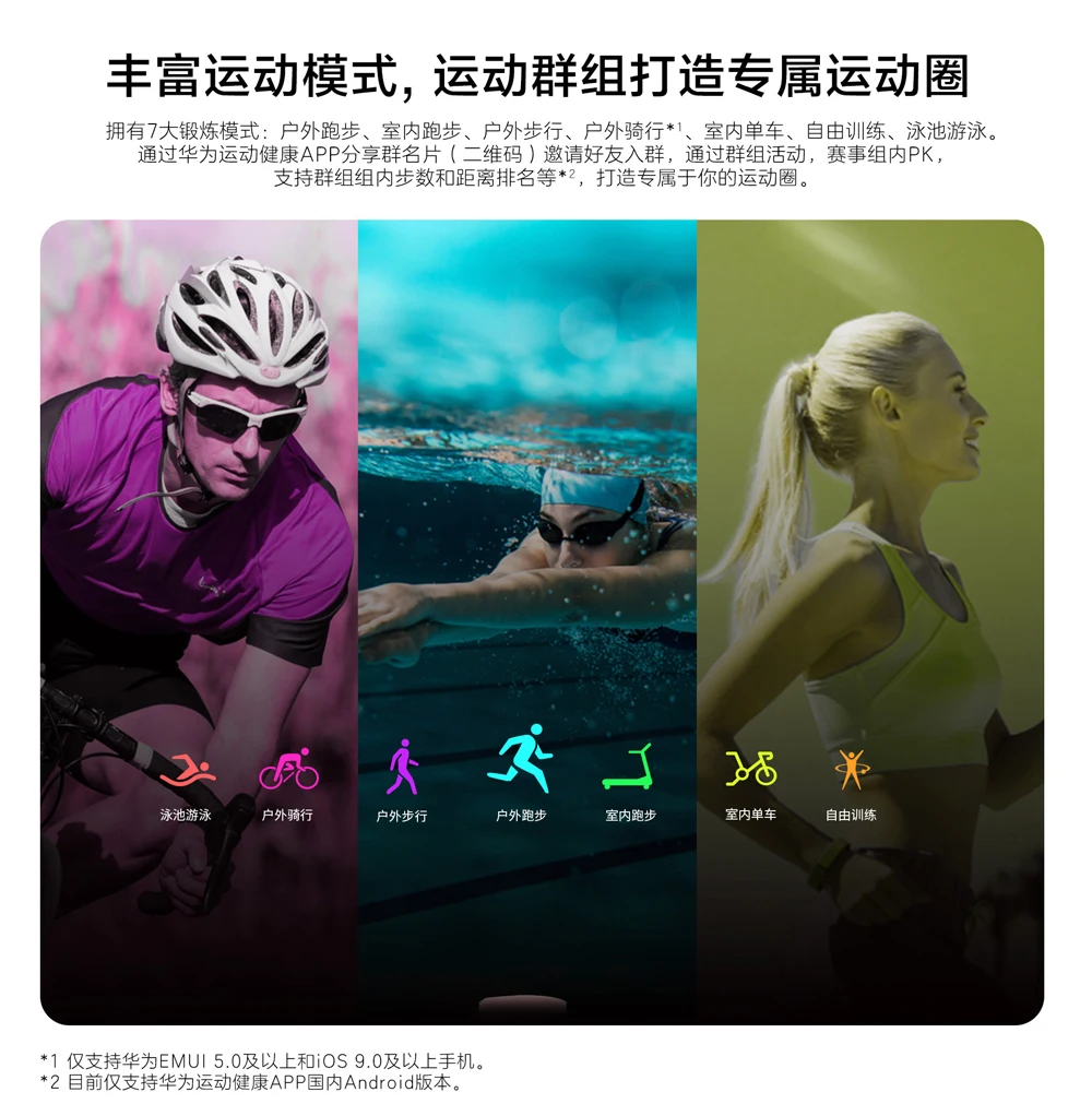 Браслет huawei Honor Band 4/Running mart, цветной сенсорный экран Amoled 0,95 дюйма, для плавания, для обнаружения пульса и сна