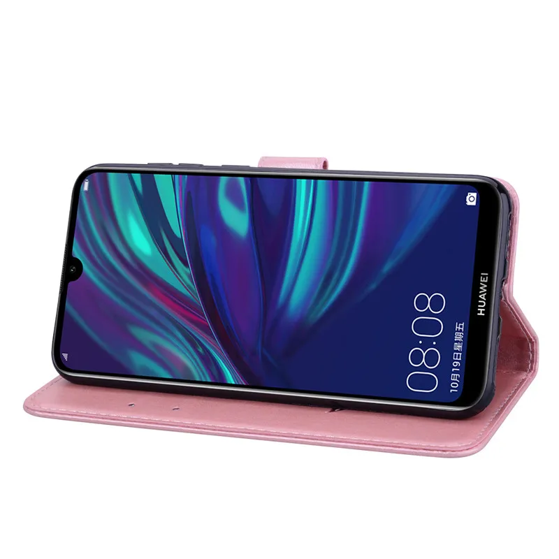 FLYKYLIN Rose Case For Huawei Y7 2019 Cases Prime Y 7 Coque on Leather Wallet Flip Back Cover Phone Fundas | Мобильные телефоны и