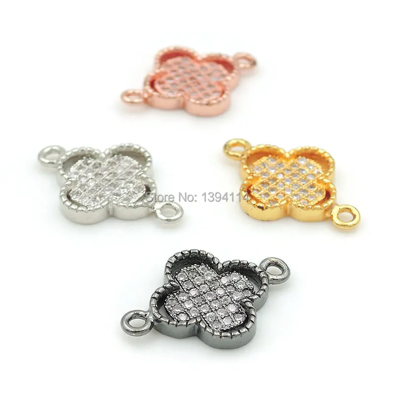 

Соединитель с фианитом «клевер», 18*12*2 мм