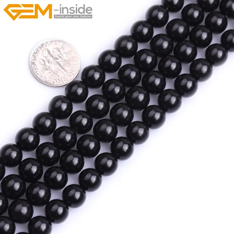 Натуральный камень черные круглые бусины для изготовления ювелирных изделий