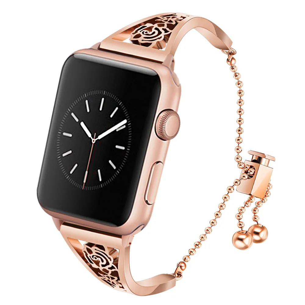 Женский цветочный ремешок для часов iWatch Apple Watch 5 4 3 2 1 38/40/42/44 мм из нержавеющей
